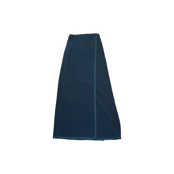 1980's  SAINT LAURENT black crepe maxi wrap skirt Size S - Picture 5 of 16